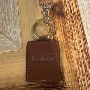 Longaberger Brown Leather Key Fob with Gold Ring